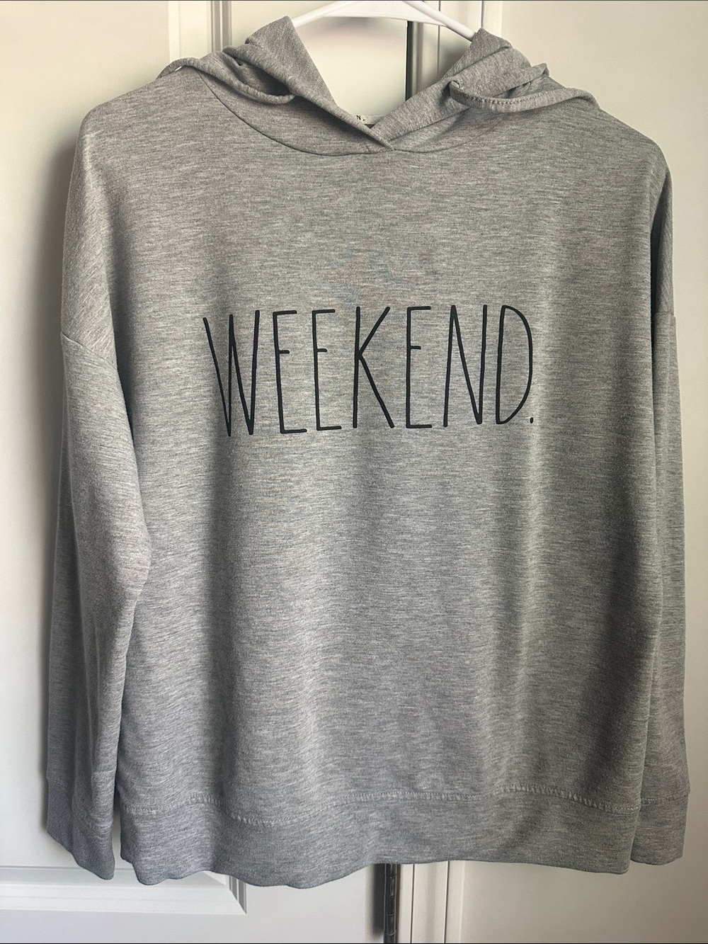 Women’s Rae Dunn Gray "WEEKEND." Hooded Sweatshirt